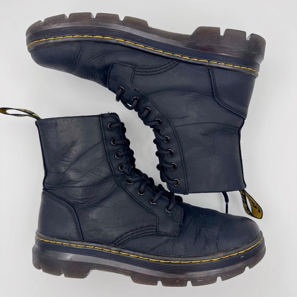 Dr. Martens Combs Black Wyoming Leather Combat Boots - Size 9 Women's/8 Men's - Picture 1 of 14